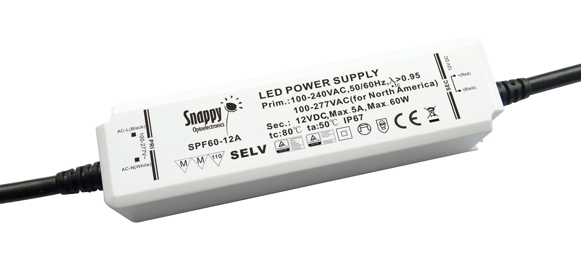 60W CV & CC Non-Dimmable LED Driver 12VDC IP65